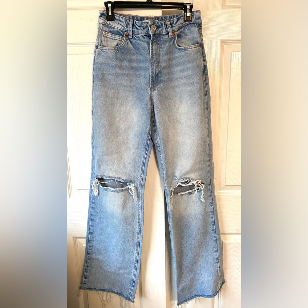 Women's Light Blue high waist wide leg Zara jeans